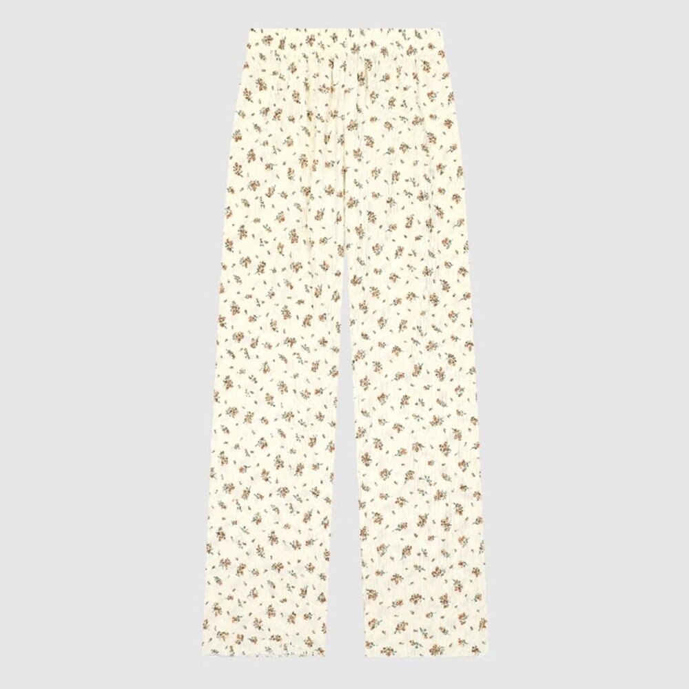 B.Sure Floral Jacquard Pleated Casual Pants